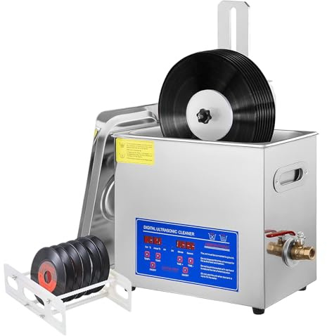 Vinylskivsrengöring – ultraljudsrengöringssystem för 8 skivor med automatisk roterande funktion och 0-30 min timer för professionell restaurering
