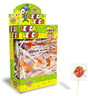 CASA DEL DOLCE Magic Lollies Plate, Sucette au Goût de Fruit,Boîte de 200 pièces, Emballés Individuellement, Made in Italy, Sans Lactose,Sans Gluten, Idées Cadeaux pour les Fêtes