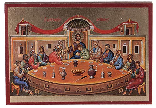 Holyart Griechische Ikone gedruckt, letztes Abendmahl, 15x10 cm