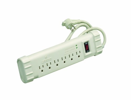 Leviton S1000-PS Office Grade Surge Strip with Six Outlets, 6-Foot Cord, For General Home and Office Use , Beige