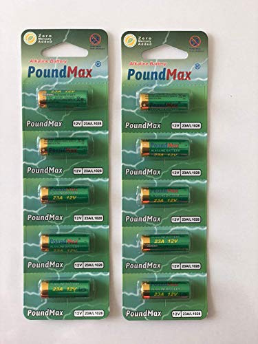 10 Pack x PoundMax Super Alkaline 23AE/A23/LRV08/MN21 12V Alkaline Security Batteries