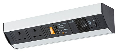 Knightsbridge SK007 Under Cabinet 2G Power Station with USB Charging and Bluetooth Audio System, Black