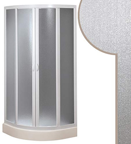 Forte: Box doccia Smart semicircolare in PVC-Acrilico, Anticalcare, Riducibile, Resistente agli urti, Chiusura Magnetica, Kit completo, 80L x 80P x 185H, Bianco