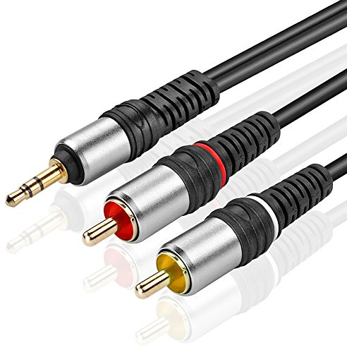 TNP 3,5 mm Klinke auf Cinch Kabel, Cinch Kabel - 30cm, 3,5mm Klinkenstecker auf 2X Cinch-Stecker, AUX Chinch Kabel, bidirektionales Audiokabel für Kopfhörer, AV-Audiogeräte/RCA-Stereo System schwarz