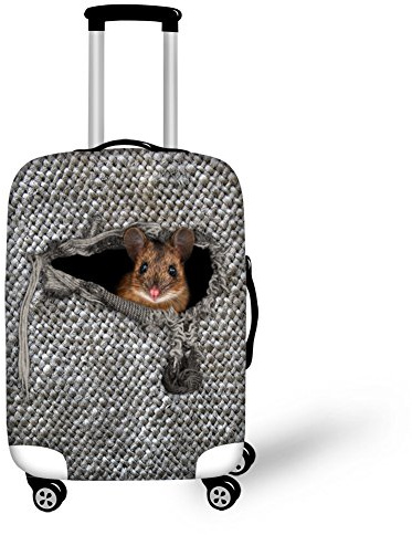 CHAQLIN Grå djur resa bagage överdrag vagn fodral skyddande fodral passar 45 – 71 cm resväska, Mus-2, M(22-24 cover), resväska