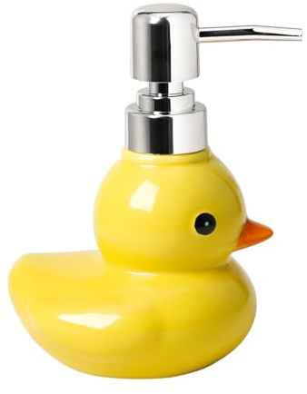 123Arts Keramik-Seifenspender mit Edelstahlpumpe, Seifenflasche oder Lotionsflasche, Heimdekoration (Ente, 266 ml)
