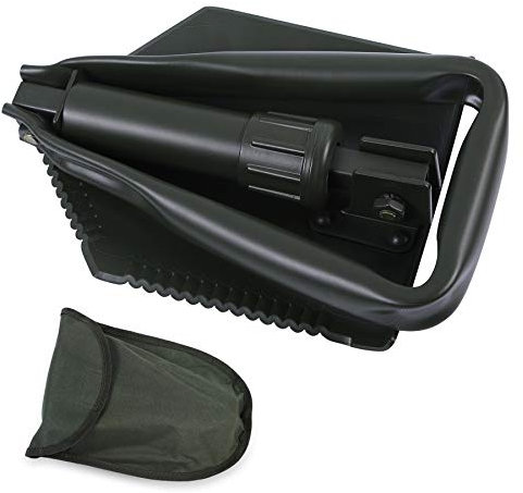 REDCAMP Militärische Klappschaufel Camping Schaufel High Carbon Stahl Einstiegswerkzeug Tri-fold Griff Schaufel mit Abdeckung Grün 1,4 kg