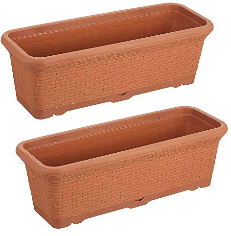 Jardinière Balcon Pot 54 cm Long Lot de 2 pots de fleurs en terre cuite 12 l