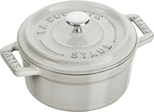 Staub Cocotte redondo de hierro fundido de 0.25 cuartos de galón, trufa blanca, fabricada en Francia