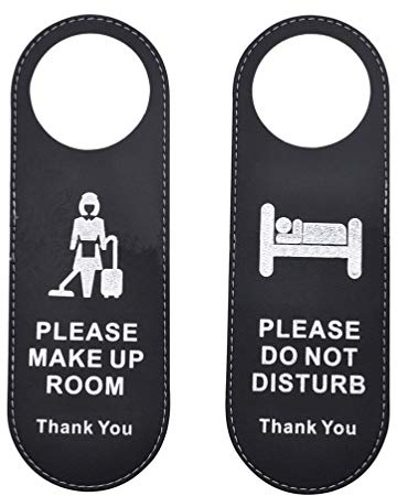 NUOBESTY Cartello Non Disturbare Per Porte in Pelle Pu Doppia Faccia Con Segnale Pulizia Decorazione Appesa Ideale Per Hotel Bar Café E Ufficio Accessorio Privacy E Servizio 9.4X3.1 Pollici