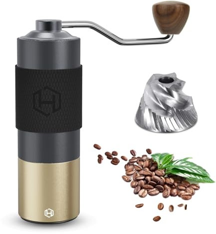 HEIHOX - Molinillo de café manual con molinillo de café cónico ajustable de acero inoxidable, capacidad de 30 g, molinillo portátil de molienda más rápida, eficiencia de molienda espresso a grueso