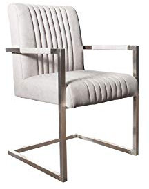Licht-Erlebnisse Esszimmerstuhl CLAINS 55cm x 90cm x 65cm mit Armlehne Microfaser in Steingrau Bauhaus Freischwinger