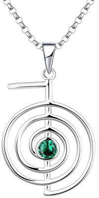 JO WISDOM Reiki Cho Ku Rei halsband, 925 sterling silver helande energi yoga kraft hänge halsband med AAA kubisk zirkon, Kubisk zirkonia