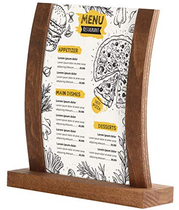 DISPLAY SALES Holz Tischaufsteller (2 St.) Arcade DIN A5 Hochformat Tischkartenhalter aus dunklem Buchenholz