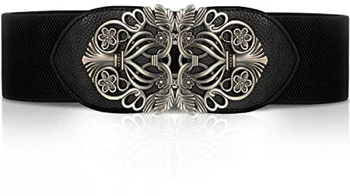 SATINIOR Women Elastic Waist Belt Vintage Wide Stretch Waist Elastic Ladies Retro Dress Belt Stretchy Waistband(Black)