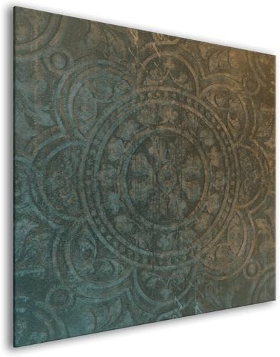 murando Glass Splashback for Kitchen Backsplash Cooker Protector Tempered Glass Decorative Wall Art Panel Heat Resistant Graphic 60x60 cm / 24x24 Ornament Mandala Orient f-C-0433-aq-a