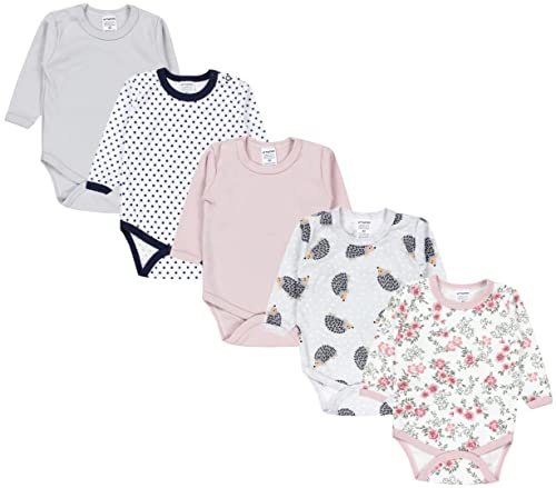 TupTam Baby Body Langarm Mädchen – 5er Pack Unifarbene Body Baby aus Baumwolle – OEKO-TEX zertifiziert, Farbe: Farbenmix 5, Größe: 80