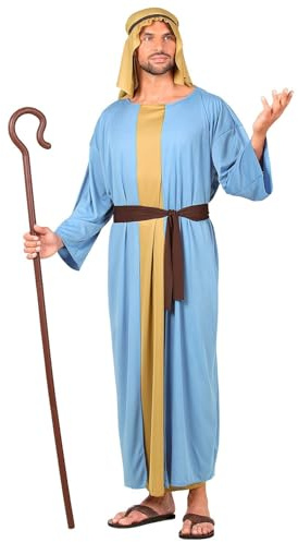 W WIDMANN MILANO Party Fashion - Schäfer Kostüm Set | Hirten-Kostüm mit Robe, langer Weste, Gürtel und Kopfbedeckung für Krippenspiel, Weihnachten und Karneval