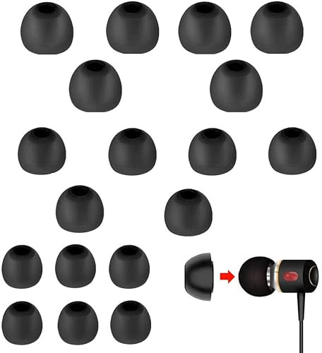 CCLKHY 9 Pairs Silicone Earbud Tips, Replacement Earbuds, 3 Sizes (S/M/L), Compatible with In-Ear Headphones, Black