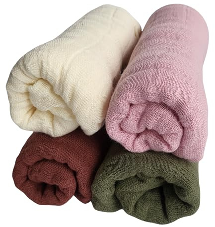 Pippi Mulltücher 4er Pack Spucktücher Biobaumwolle Organic (Beige Rose + Moos)