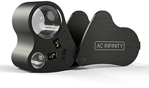 AC Infinity Jewelers Loupe, lupa de bolsillo con luz LED y lentes duales, zoom de 30 x 60 x para joyas, relojes, monedas, sellos, brotes de plantas