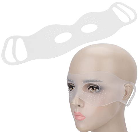 Máscara para Ojos con Orificios para los Ojos, Almohadilla de Silicona Reutilizable para Colgar en los Oídos, Máscara para Dormir de Noche Moldeada Cóncava para Ojos Hinchados, Lavable de(Blanco)