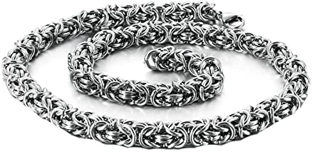 Epinki Edelstahl Halsketten für Männer 55 cm, Herren Byzantine Königskette Silber Freundschaftsketten Breit 8MM Edelstahl Kette Schmuck Hip Hop
