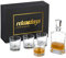 Relaxdays Whisky Set, 5-teilig, Whiskykaraffe 700 ml, 4 Whiskygläser 345 ml, Geschenkbox, Cognac Dekanter, transparent