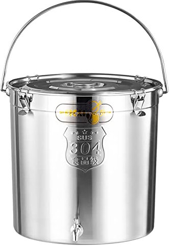 Fadiadem Milk Can Stainless Steel Sealed Bucket Wine Barrel, Wine Pail Dairy Pot Bucket Tote Jug Milk Bottle Oil Barrel Tea Canister with Carry Handle, Liquid Storage Container with Spigot