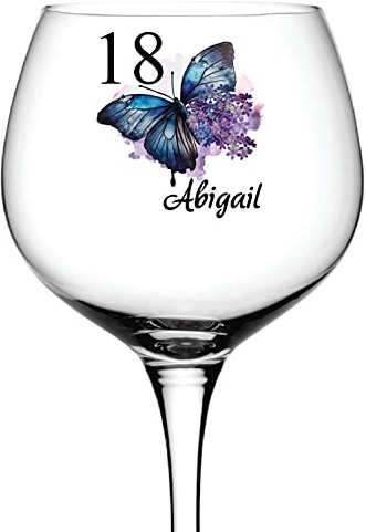 ukgiftstoreonline Personalised 18th Birthday Butterfly Cocktail Gin Glass Gift for Her