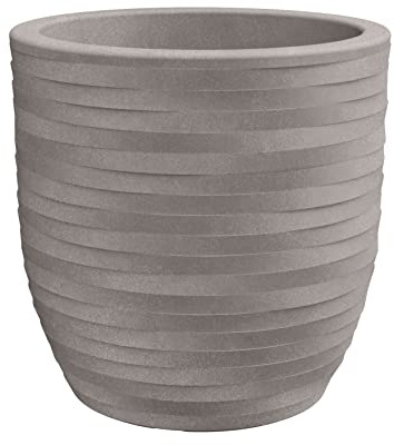 Nicoli vaso in resina rotazionale Rhea Elegance, per interno ed esterno, resistente raggi UV, fioriera a ciotola diametro cm 30 e cm 40 (Ø cm 30x30h, cenere)