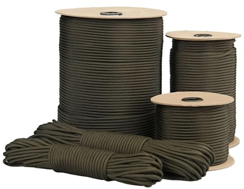 Abio Paracord 550 4mm 50m Nylon Seil Schnur Nylonschnur für Armbänder Abspannseile Camping Rope Wäscheleine Maurerschnur Zeltschnur für Army Ternnetz Survival Kit Ausrüstung Army Green #010 4mm 50m