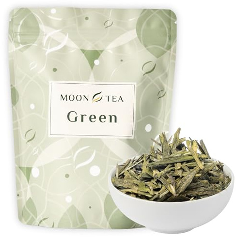 MoonTea | Tè Verde Longjing Classic - 100 g | Tè Cinese in Foglia | Foglie Appiattite Tradizionali - Aroma Vegetale e di Castagna - Gusto Morbido e Persistente - Confezione Termosaldata