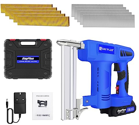 Nail Gun & Staple Gun Cordless Electric Heavy Duty Stapler Nailer 21V Battery with 1.5Ah Battery and Charger, 500 Nails & 500 Staples for Woodworking, Upholstery and Carpentry
