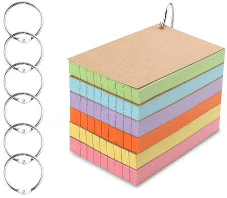 6 Paquets Flash Cartes 300 Fiches Bristol A5 Couleur Révisées, Mini Index Lignéen Avec Classeur Pour Bureau D'étude, Bloc-Notes, Apprentissage Scolaire