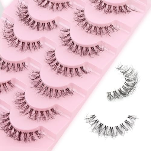 Parriparri Wimpern Natürlich Look Flauschige Falsche Wimpern Klares Band 7 Paar Wispy Künstliche Wimpern Fluffy Fake Lashes Natural Look