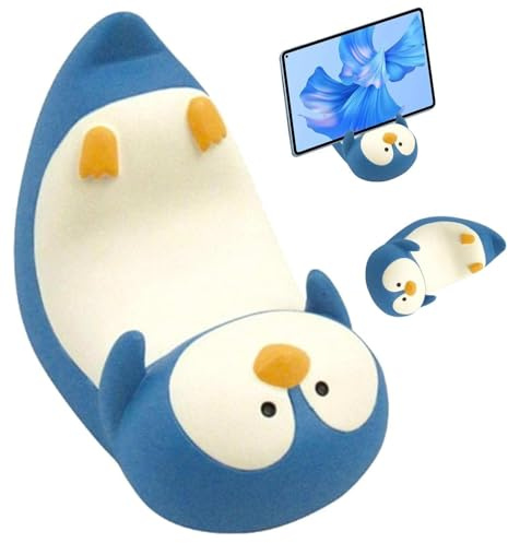 Cyrank Handy-Ständer, 3,1 × 2,6 × 1,8 Zoll Niedlicher Tier-Handy-Ständer, Delfin, Hai, Pinguin, Handy-Halter, Niedliche Heimdekoration, Tabletthalter Tiere Smartphone Halter Für Alle Handys (Penguin)