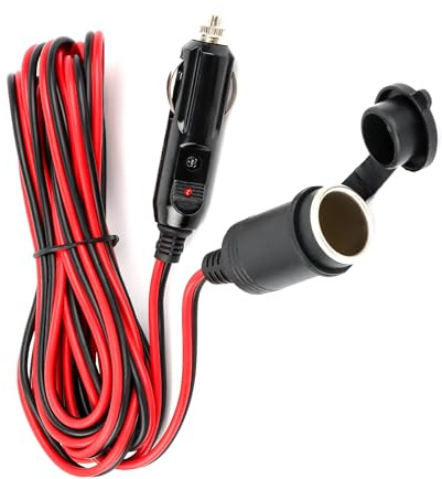 Verlängerungskabel für Auto, 5M 12 V-24 V DC KFZ Zigarettenanzünder-Verlängerungskabel 17 AWG-Stecker Universeller Wasserdichter Verlängerungskabel Mit 3 15-A-Sicherung More Power