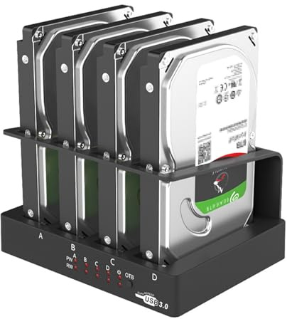 Custodia per disco rigido da 4 alloggiamenti Sata a USB 3.0 Multi-Bay esterno Docking station per HDD SDD da 2,5 e 3,5 pollici Moltiplicazione della scatola del disco rigido
