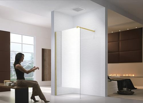 Glaszentrum Hagen - (Typ/GD) 70x200 cm Duschwand Klarglas Duschabtrennung Walk-In Dusche ESG Echtglas Duschtrennwand - Profile in Gold