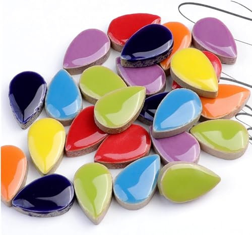 500g Raindrops Ceramics Mosaic Tiles for DIY Crafts Home Decoration, 1.2 x 1.9 cm DIY Mosaic Tile Kits for Craft Plates Flowerpots Vases Cups Mosaic Making Supplies Art Projects (Mixcolor)
