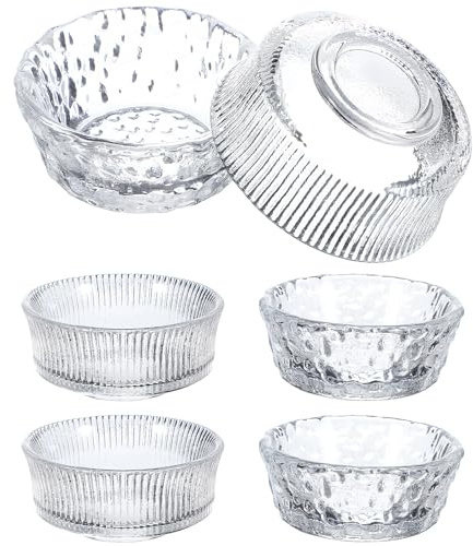 Cabilock 6 Pcs Small Glass Snack Bowls Sturdy and Elegant Serving Bowls for Soy Sauce Dips Dessert Plates for Kitchen and Dining Use