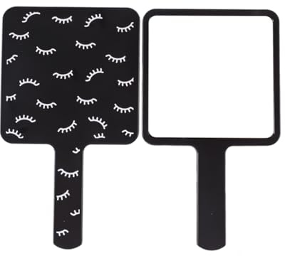 KGDUYC 1 Stück kleiner Handspiegel für unterwegs, Handspiegel mit Griff, tragbarer Makeup-Spiegel, kompakter Spiegel, Makeup Hair Salon Home Use, schwarz