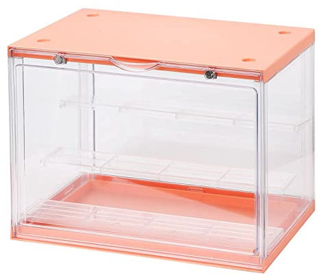 Clear 3 Tier Display Case Shelf Dustproof Showcase Holder Pink