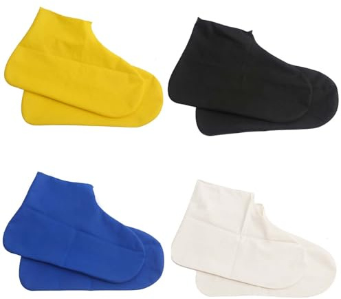 MisFun 4 Paia Copriscarpe Impermeabili, Copriscarpe Pioggia Silicone, Riutilizzabile Copri Scarpe per Pioggia, Antiscivolo Copriscarpe Moto, Copriscarpe Impermeabile in Antiscivolo e Lavabile (L)