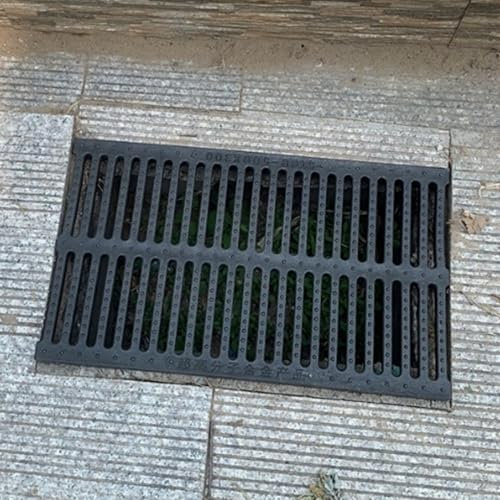 Canaleta Desague con Rejilla Cubierta de Drenaje Exterior de Plástico Polimérico de 50 Cm de Largo, Rejilla de Drenaje Colocable para Canal de Drenaje, Cubierta de Canaleta de Lluvia para Alcantarilla