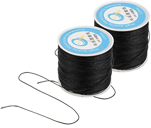 Tofficu 2pcs Waxed Sewing Thread for Leather Craft DIY, Polyester Stitching Thread, Standard Size, Fits Sewing Machine, for Bookbinding
