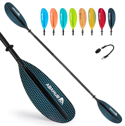 Abahub 230cm 2pcs Kajak Paddel Aluminium Doppelpaddel mit Paddelleine für Kajakfahren Ruderboot Kanusport Aluminiumlegierungs Schaft Kunststoff Klingen Wabe Schwarz