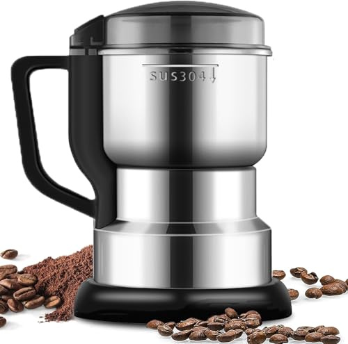 Multifunctional Cereal Grinder, 400 W Coffee Grinder, 35000RPM, Electric Coffee Grinder, 400 g Large Capacity Stainless Steel, for Nuts, Pepper, Spices, Seeds (A)