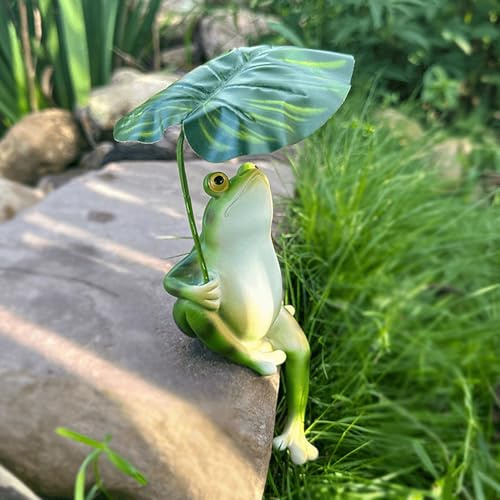 Yarteim Garten Deko Frosch Figur, Frosch Gartendeko Für Draußen Wetterfest, Teichdeko Miniteich Frösche Figuren, Harz Frösche Statue, Froschfigur Gartenstatue Für Teich Springbrunnen Balkon Office